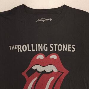 The Rolling Stones 1975 US Tour Band Crew Neck T Shirt Mens Size L Black Red
